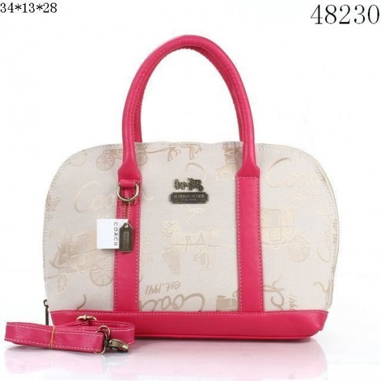 Coach Bleecker Pinnacle Riley Logo Medium Pink Khaki Satchels ETU | Women - Click Image to Close